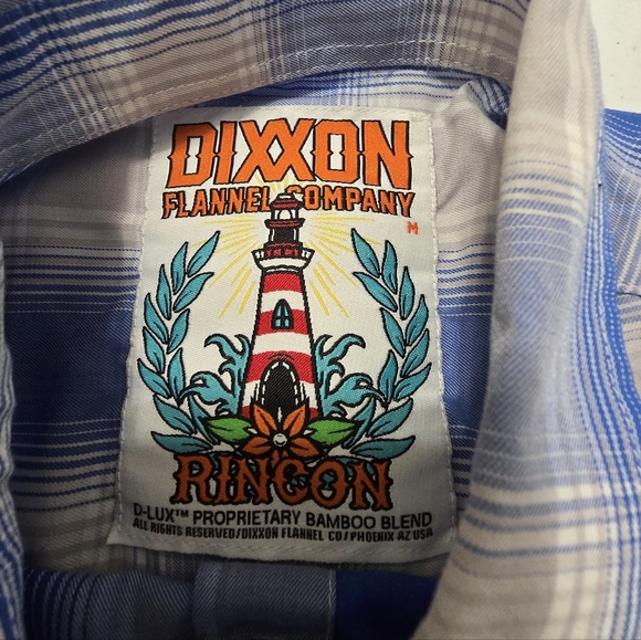 Dixxon Flannel Rincon Bamboo Shirt Womens M Blue Short Sleeve Pearl Snap - Picture 7 of 8